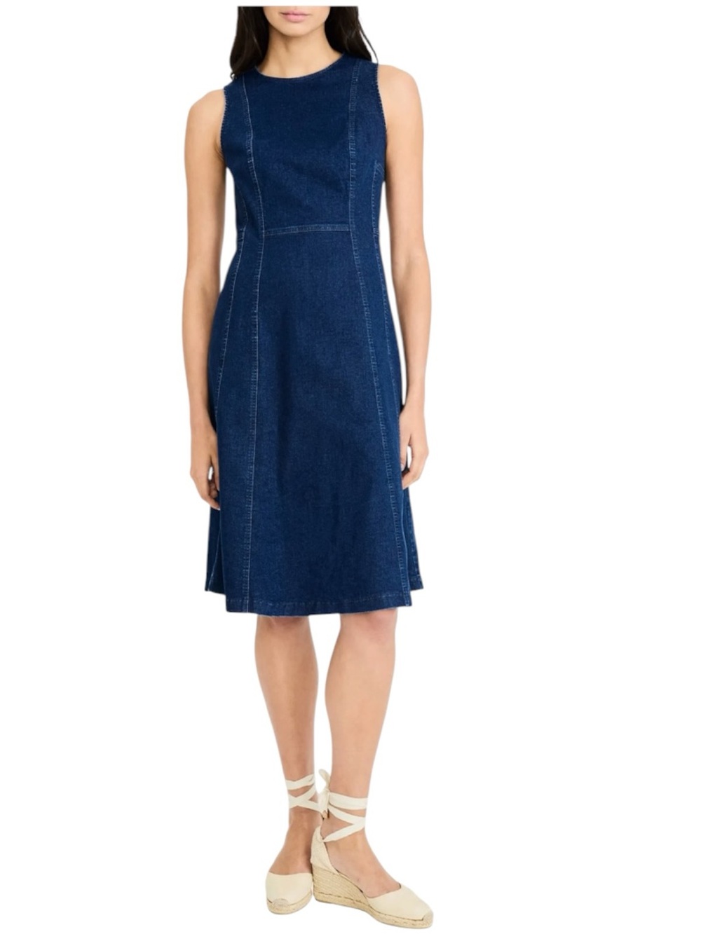Maggie London Fit & Flare Denim Dress in Dark Wash | size 8